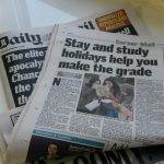 Newspaper headline: 'Stay and study holidays make the grade'