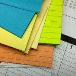 Calendar with flashcards and sticky notes